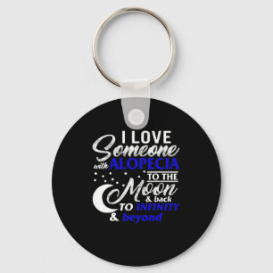 Alopecia Awareness Dark Blue Ribbon Hair Loss Supe Sleutelhanger