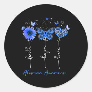 Alopecia Awareness Faith Hope Love Leopard Sunflow Ronde Sticker