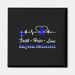 Alopecia Awareness Heartbeat Christelijk Cross Blu Magneet
