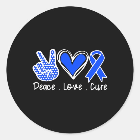 Alopecia Awareness Month Blue Ribbon Peace Love Cu Ronde Sticker (Voorkant)