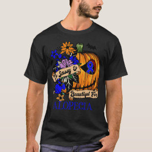 Alopecia Awareness retro halloween enge pompoen h T-shirt