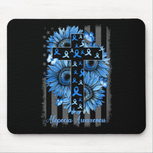 Alopecia Awareness Sunflower American Flag Muismat