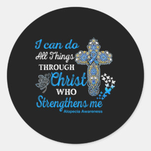 Alopecia Bewustzijn Alopecia Warrior Christ Ronde Sticker