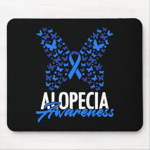 Alopecia Bewustzijn Blauw Lint Vlinder Alopecia Muismat