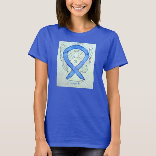 Alopecia Blue Awareness Ribbon Angel Custom Shirt (Voorkant)