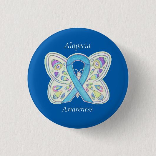 Alopecia Butterfly Awareness Ribbon Custom Art Pin Ronde Button 3,2 Cm (Voorkant)
