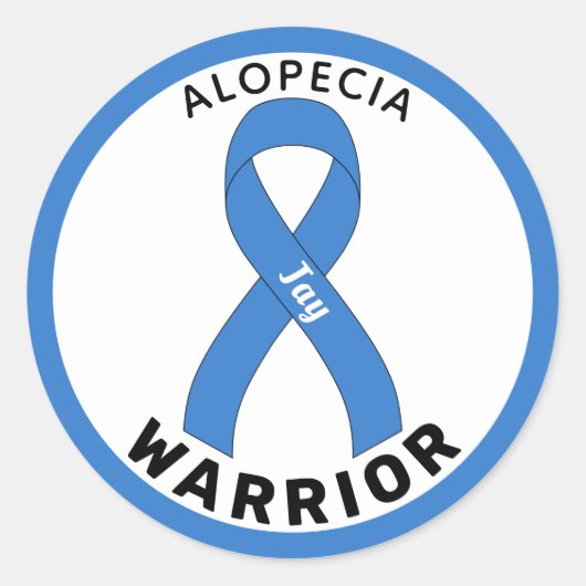 Alopecia Warrior Ribbon White Round Sticker (Voorkant)