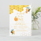 Alors Doux D'Être Une Abeille Invitation Anniversa (Debout devant)