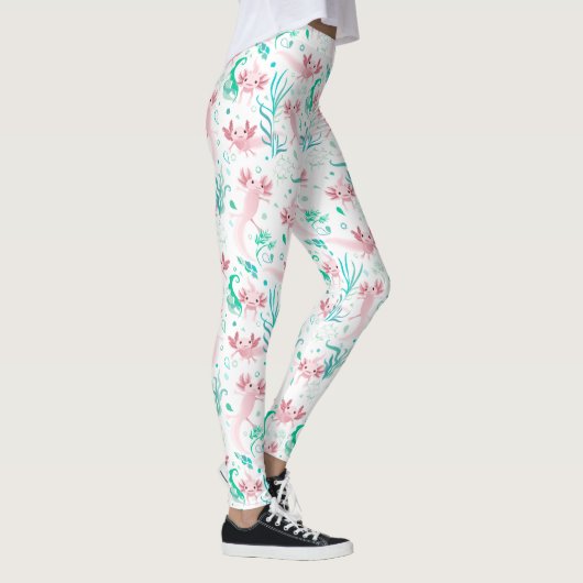 Alotta Axolotls Rose Leggings blancs (Droite)