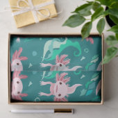 Alotta roze Axolotls op Blauwgroen weefselpapier Tissuepapier (Geschenk)