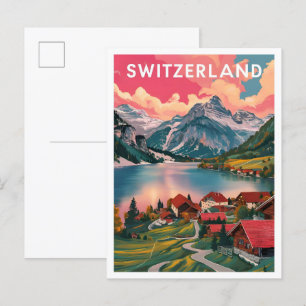 Alp Zwitserland Kunst Reisillustratie Briefkaart