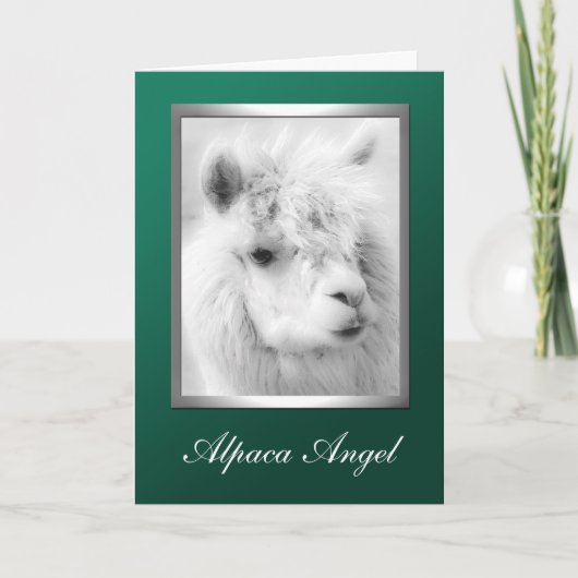 Alpaca Angel Green Noël Carte de voeux (Devant)