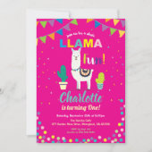Alpaca anniversaire invitation fille premier 1er a (Devant)