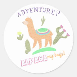 Alpaca Avontuur Mijn Tassen Ronde Sticker