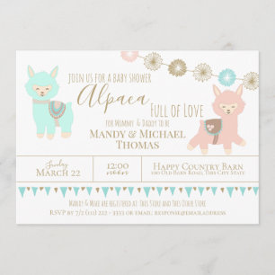 Alpaca Baby shower vol liefde genderneutraal Kaart
