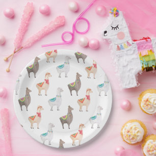 Alpaca Baby Shower Waterverf Llama Kinderfeestje Papieren Bordje