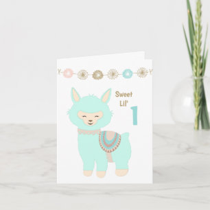 Alpaca baby's eerste verjaardag kaart