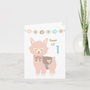 Alpaca baby's eerste verjaardag kaart