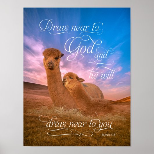 Alpaca Bible Verse Dessiner près de Dieu Poster (Devant)