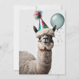Alpaca Birthday Party Flat Wenskaart Bedankkaart