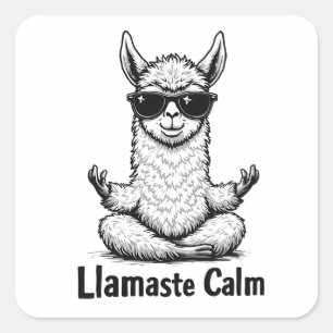 Alpaca Blijf Kalme Llamaste LLama Yoga Grappig Vierkante Sticker