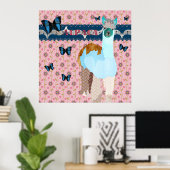 Alpaca Boho Butterflies Pink Floral Poster (Thuiskantoor)