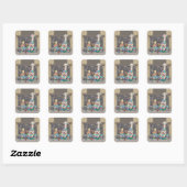 Alpaca breien vierkante sticker (Vel)