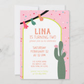 Alpaca Cactus Fiesta Verjaardag Kaart (Achterkant)