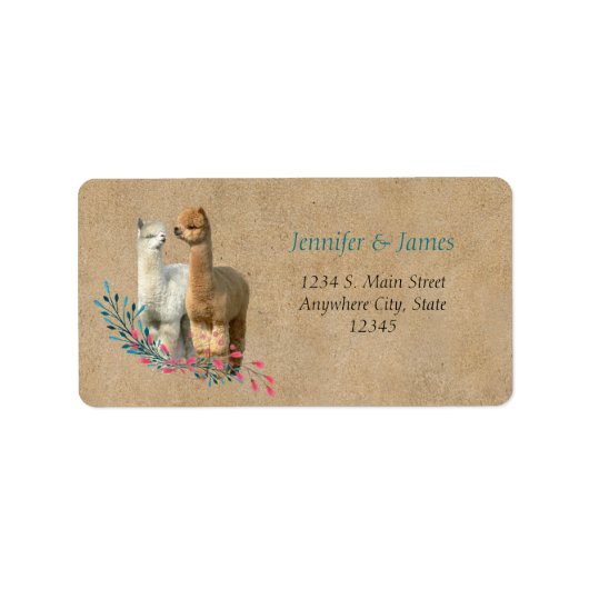 Alpaca Country Wedding Address Return Labels (Voorkant)