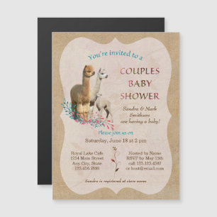 Alpaca Couples Baby shower Magnetic Invitations Magnetische Uitnodiging