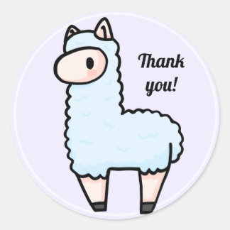 Alpaca dank u klassieke ronde sticker