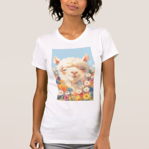 Alpaca die zich in bloemen verbergt t-shirt