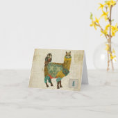 Alpaca d'or et Carte pour notes Turquoise de la ch (Fleur jaune)