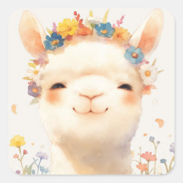Alpaca, een weide van vreugde vierkante sticker