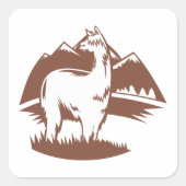 Alpaca en bergen vierkante sticker (Voorkant)