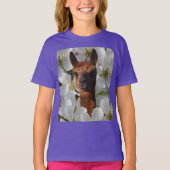 Alpaca En Fleurs Blanches, Tshirt Filles (Devant)