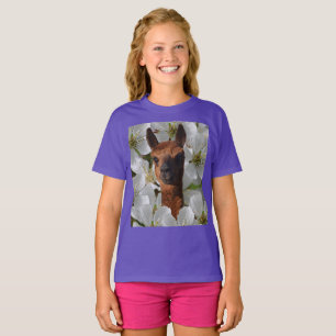 Alpaca En Fleurs Blanches, Tshirt Filles