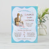Alpaca Famille Couples Baby shower Invitation garç (Debout devant)