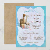 Alpaca Famille Couples Baby shower Invitation garç (Devant / Derrière)