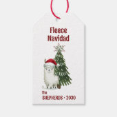 Alpaca "Fleece Navidad" Kerstmis Cadeaulabel (Voorkant)
