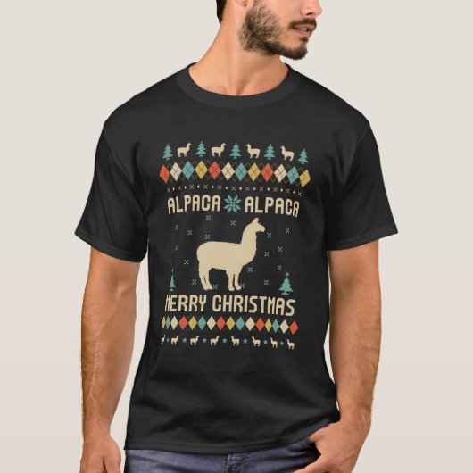 Alpaca Funny Ugly Sweater Retro voor Christus T-shirt (Voorkant)
