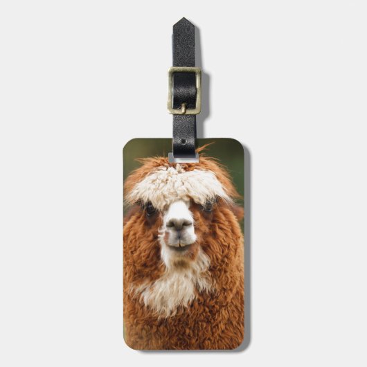 Alpaca glimlacht bagagelabel (Voorkant verticaal)
