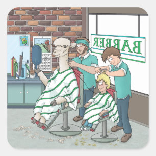 Alpaca haarstijl vierkante sticker