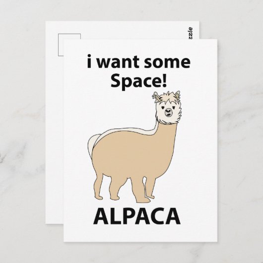 Alpaca Ik wil wat ruimte Grappige Alpaca Briefkaart (Voorkant / Achterkant)
