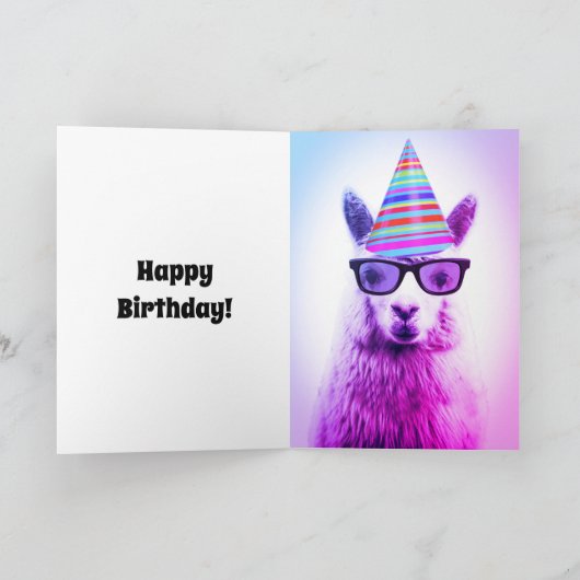 Alpaca in bril en feest Pet, Verjaardag Kaart (Binnen)