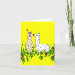 Alpaca in een bloementveld kaart