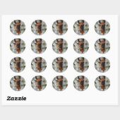 Alpaca in witte bloesems, ronde sticker (Vel)