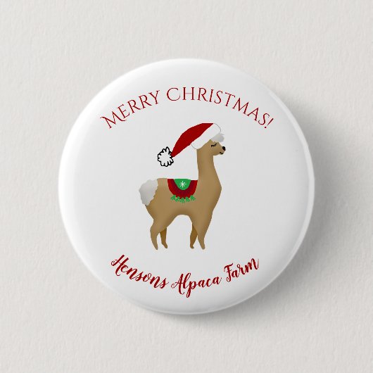 Alpaca Kerstfeestdag Button (Voorkant)