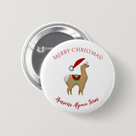Alpaca Kerstfeestdag Button (Voorkant /achterkant)