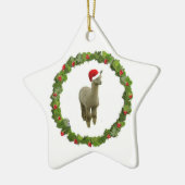 Alpaca Kerstmis Wreath Keramisch Ornament (Links)